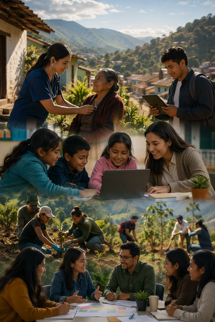 iniciativas sociales, desarrollo comunitario, inclusión digital, acceso a salud, capacitación, empleo digno, soluciones sostenibles, impacto social